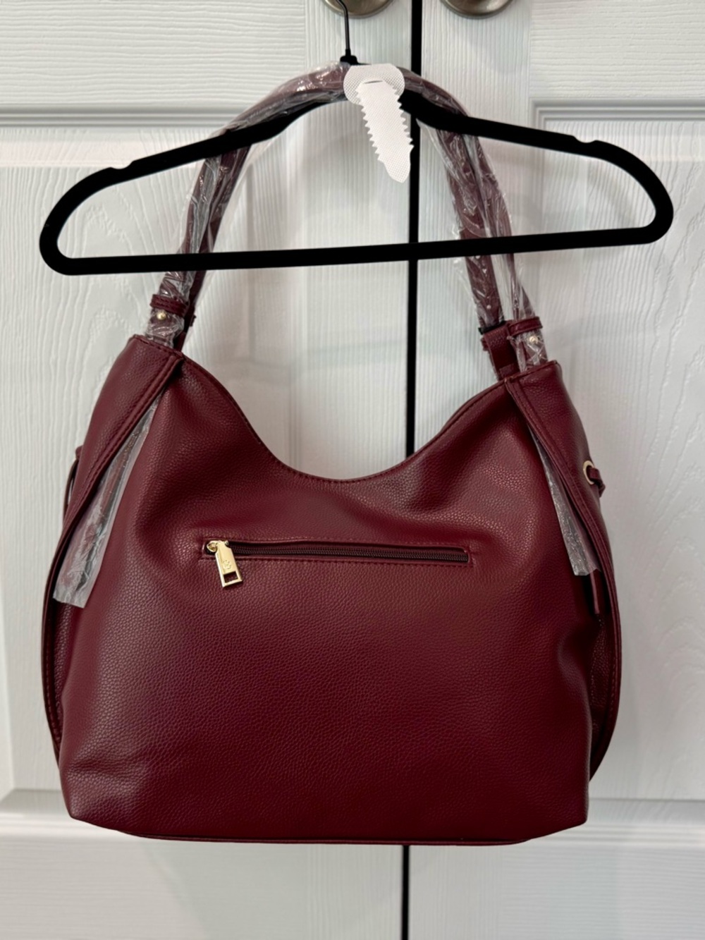 Glitz Girlz Boutique Burgundy Soft Pebbled Vegan Leather Shoulder Bag NWT - Picture 7 of 14